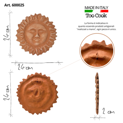 Handcrafted ceramic wall sun for home furnishing and decoration Terracotta Gift Idea 