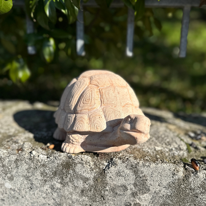 Handcrafted terracotta turtle for garden furniture, unique weatherproof decoration