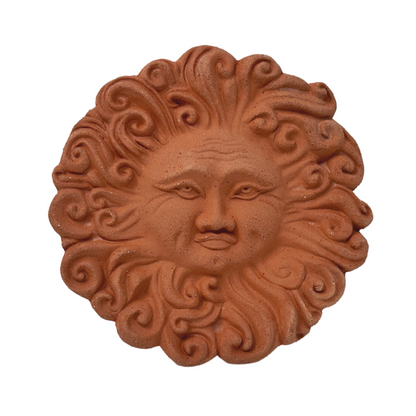 Sole Ricci in ceramica artigianale da parete per arredo e decorazione casa Terracotta Idea Regalo - 15 cm