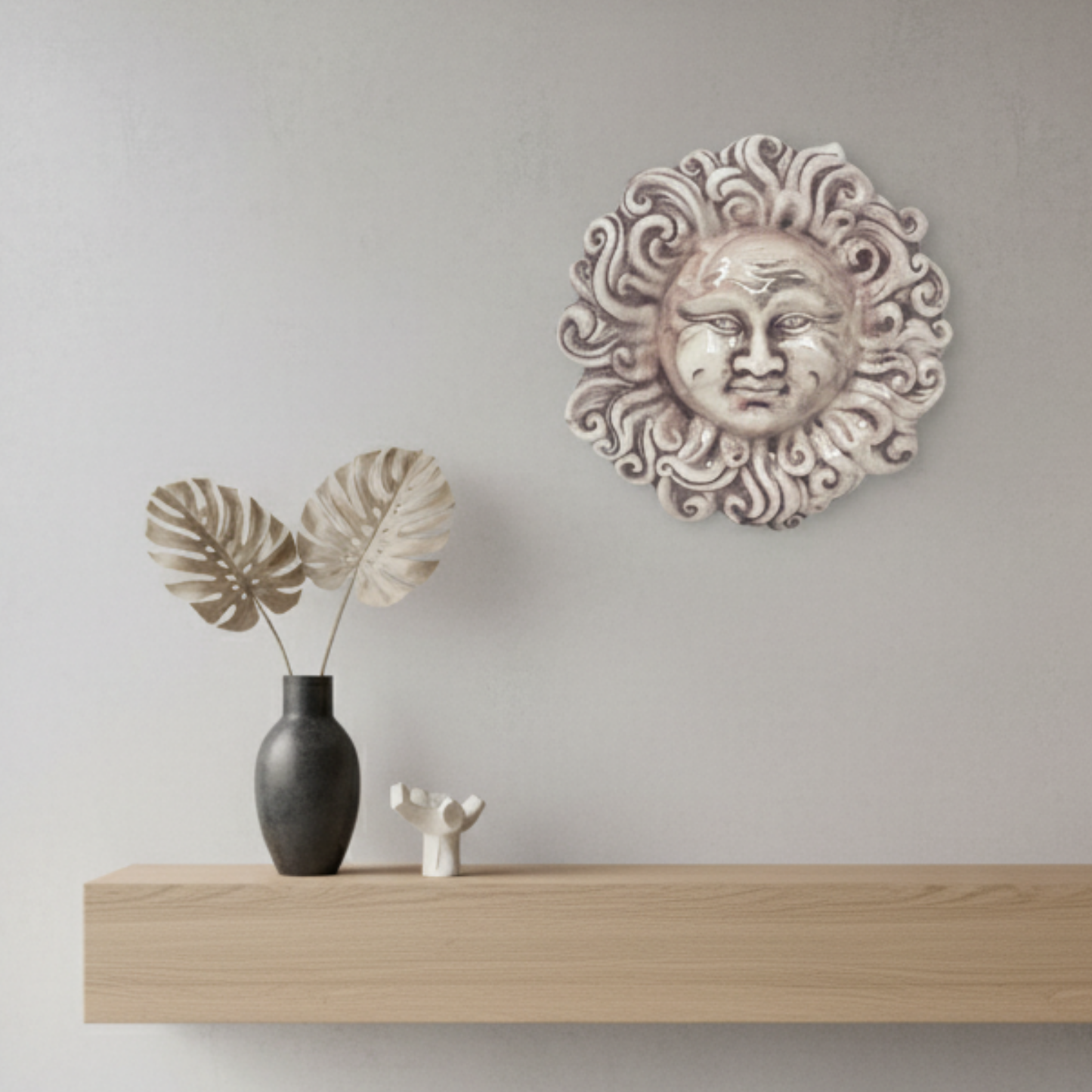 Handcrafted ceramic wall sun for home furnishing and decoration Terracotta Gift Idea - 15 cm