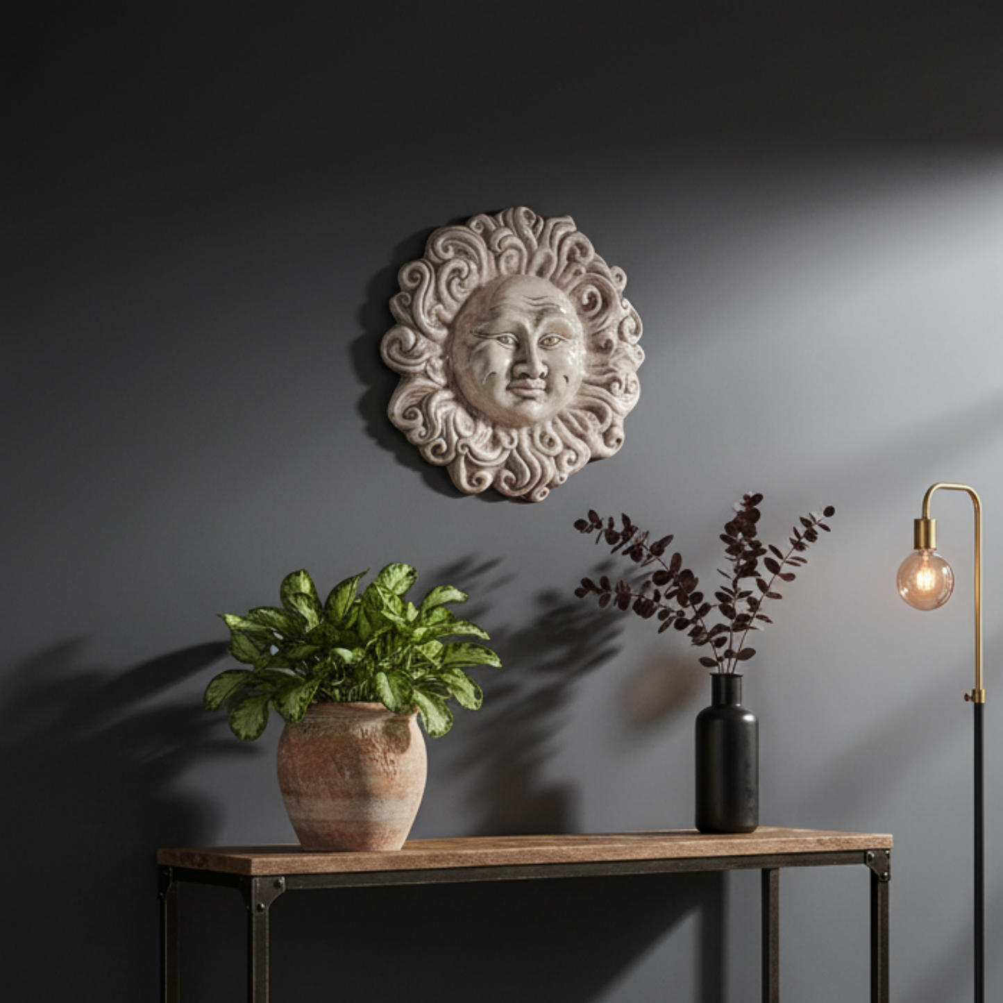 Handcrafted ceramic wall sun for home furnishing and decoration Terracotta Gift Idea - 15 cm