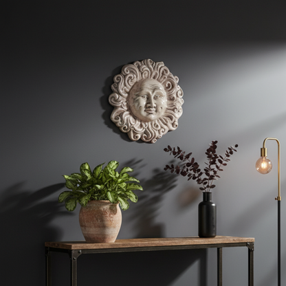 Handcrafted ceramic wall sun for home furnishing and decoration Terracotta Gift Idea - 15 cm