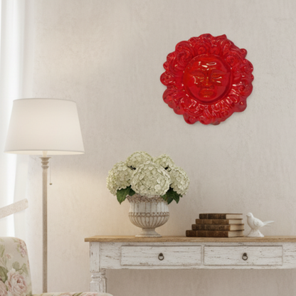 Handcrafted ceramic wall sun for home furnishing and decoration Terracotta Gift Idea - 15 cm