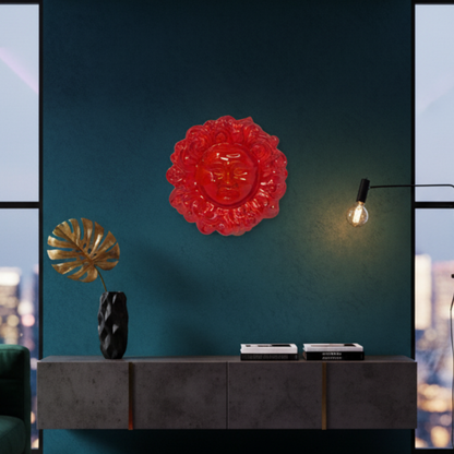 Handcrafted ceramic wall sun for home furnishing and decoration Terracotta Gift Idea - 15 cm