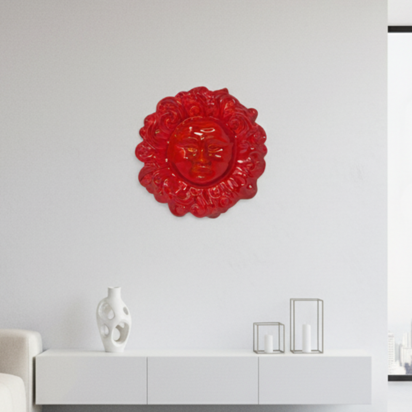 Handcrafted ceramic wall sun for home furnishing and decoration Terracotta Gift Idea - 15 cm