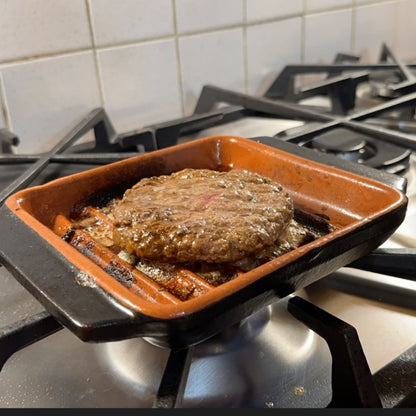 Toocook Grill Me mini square terracotta plate for natural cooking without fat, unique taste without altering the properties of the food