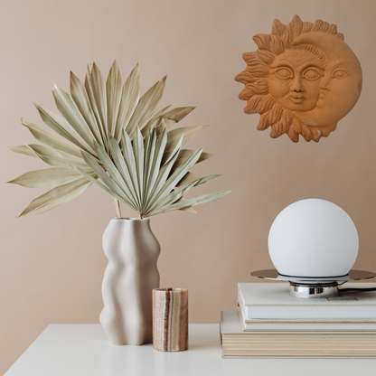 Sole e Luna in ceramica artigianale da parete per arredo e decorazione casa Terracotta Idea Regalo