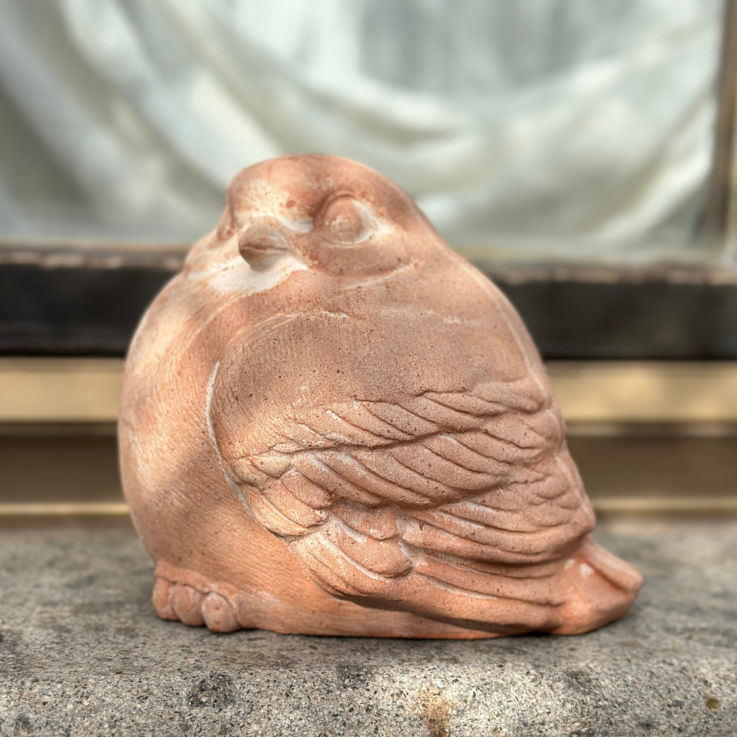 Passero Grasso in terracotta artigianale per arredo giardino e decorazione casa resistente alle intemperie