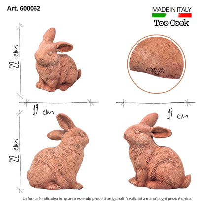 Toocook Coniglio in terracotta artigianale per arredo giardino decorazione unica resistente alle intemperie