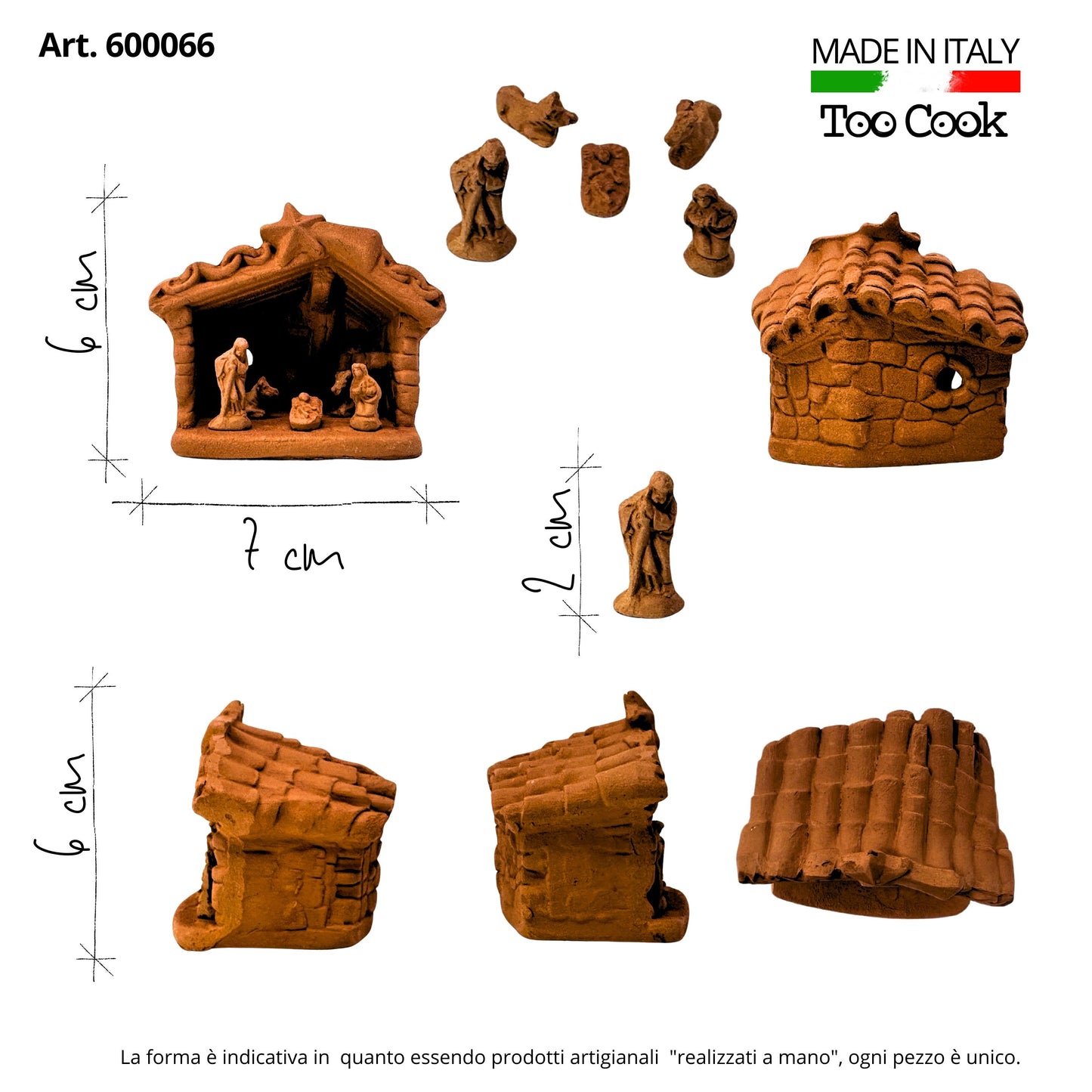 Toocook Presepe in Miniatura Realizzato a Mano in Ceramica Artigianale, Idea Regalo, Collezione e Decorazione per Addobbi Natalizi - Made in Italy (ART.232E5)