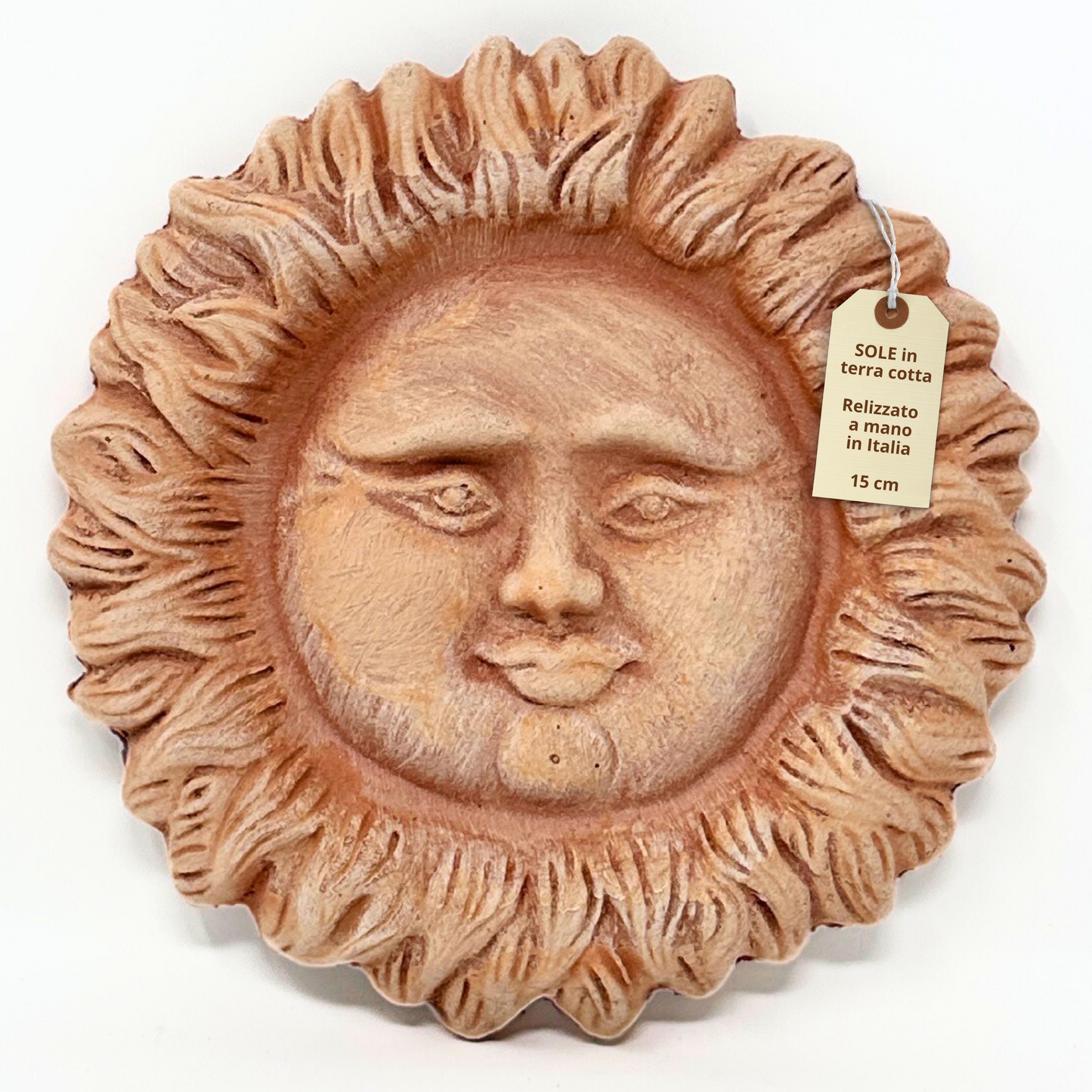 Handcrafted ceramic wall sun for home furnishing and decoration Terracotta Gift Idea - 15 cm