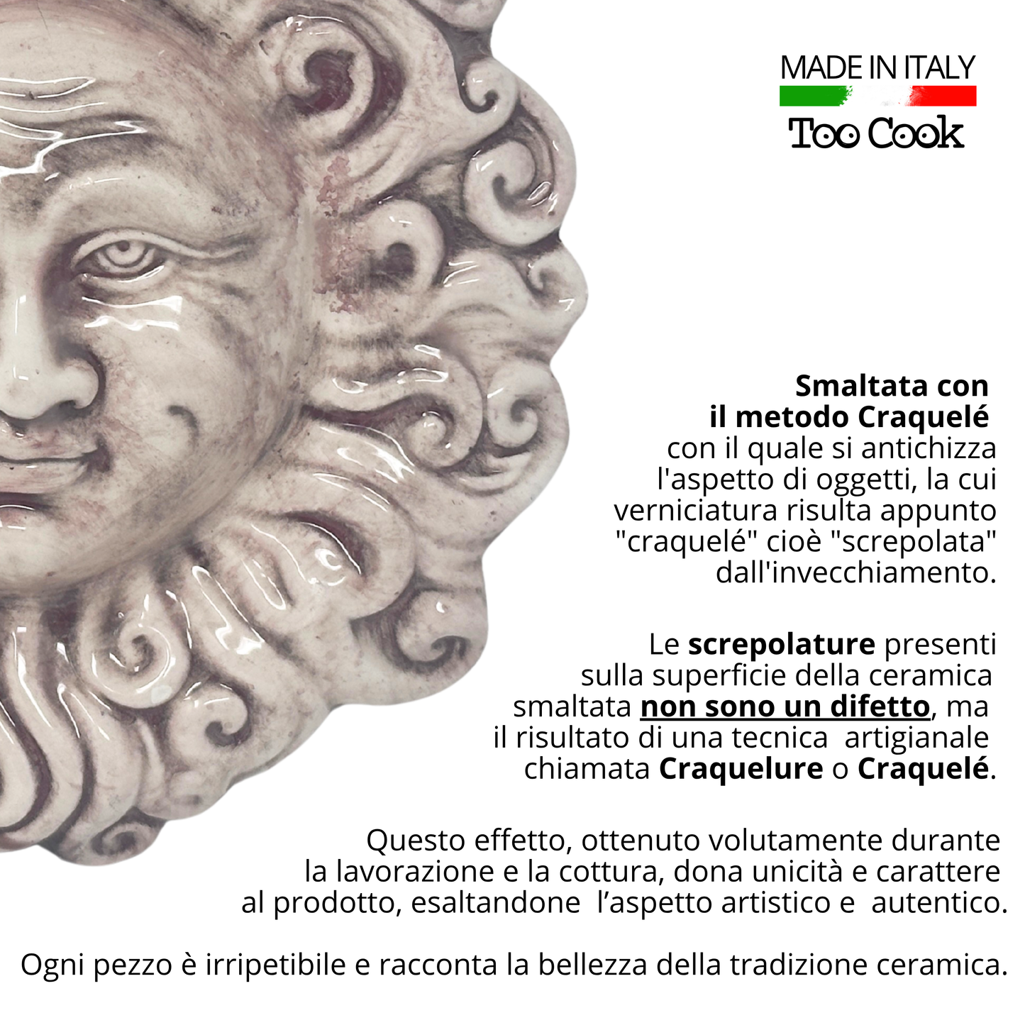 Handcrafted ceramic wall sun for home furnishing and decoration Terracotta Gift Idea - 15 cm