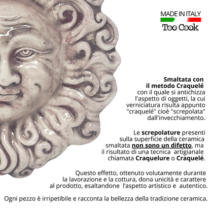 Handcrafted ceramic wall sun for home furnishing and decoration Terracotta Gift Idea - 15 cm