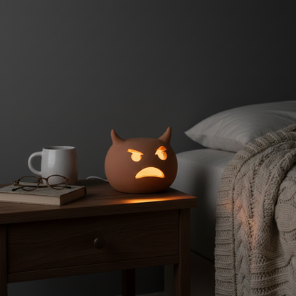 Toocook Lampada Decorativa Emoji Diavoletto – Ceramica Artigianale con Base per Luce LED – Diametro 17 cm