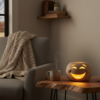 Toocook Lampada Decorativa Emoji Risata – Ceramica Artigianale con Base per Luce LED – Diametro 17 cm