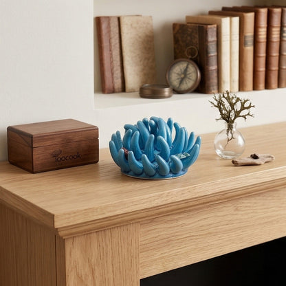 Toocook Soprammobile Anemone Marina in Ceramica Smaltata Artigianale Made in Italy – Scultura Decorativa Tema Mare, Ø 12 cm h 7 cm – Turchese