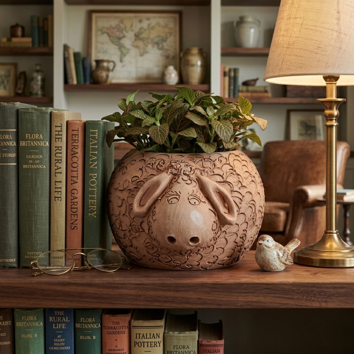 Toocook Pecora in Terracotta Vaso per Piante e Candele - Arredo e decoro giardino - Ø25cm