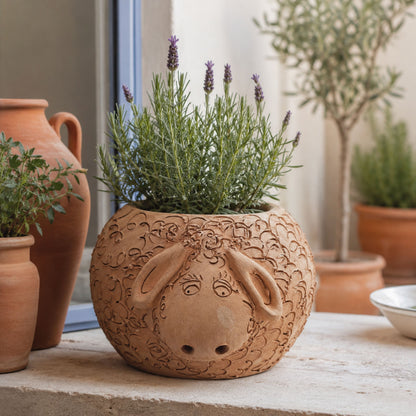 Toocook Pecora in Terracotta Vaso per Piante e Candele - Arredo e decoro giardino - Ø25cm