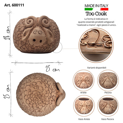 Toocook Ariete in Terracotta Base per Piante - Arredo e decoro giardino Ø25cm