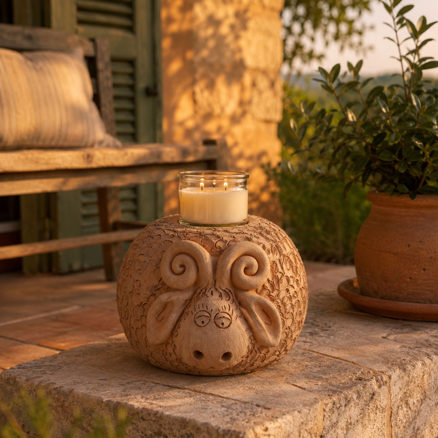 Toocook Ariete in Terracotta Base per Piante - Arredo e decoro giardino Ø25cm