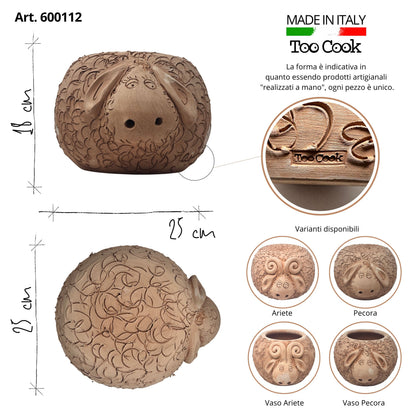 Toocook Pecora in Terracotta Base per Piante - Arredo e decoro giardino Ø25cm
