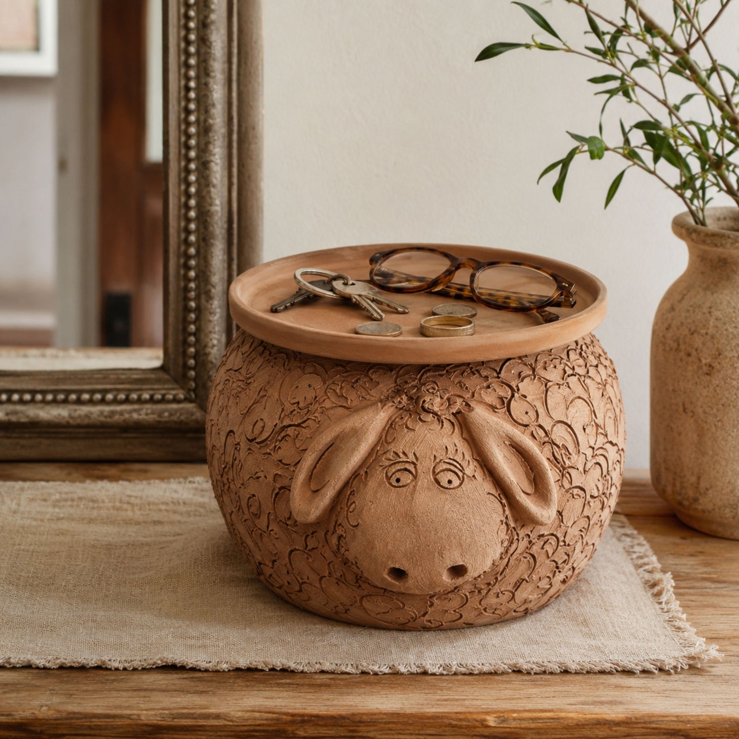 Toocook Pecora in Terracotta Base per Piante - Arredo e decoro giardino Ø25cm