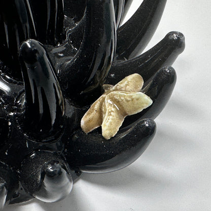 Toocook Soprammobile Anemone Marina in Ceramica Smaltata Artigianale Made in Italy – Scultura Decorativa Tema Mare, Ø 12 cm h 7 cm – Nero