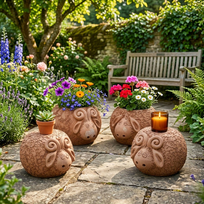 Toocook Ariete in Terracotta Vaso per Piante e Candele - Arredo e decoro giardino - Ø25cm