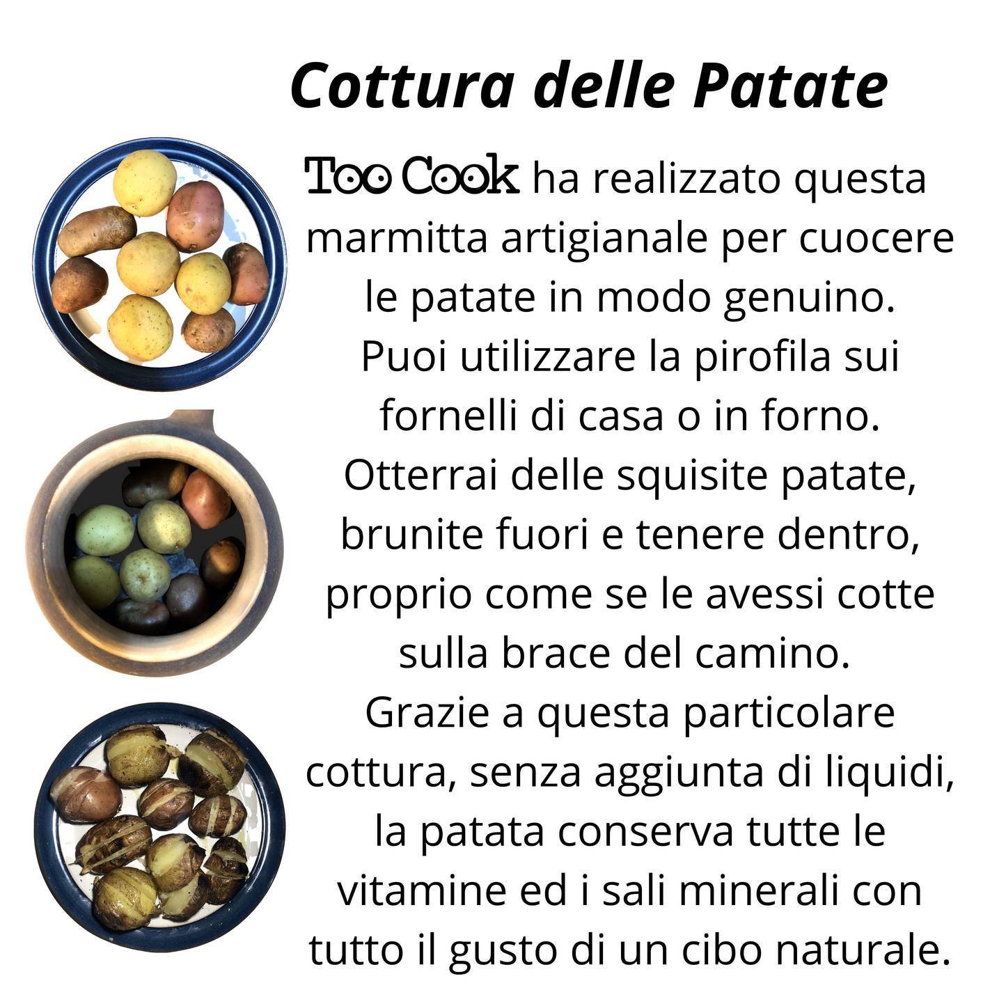 Toocook Potato and Chestnut Cooker in Glazed Terracotta for Simple Natural Cooking No Fat and without altering the properties of the food 100% Made in Italy