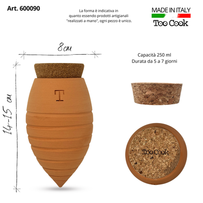 Olla Righe in Terracotta Artigianale per irrigazione Piante 250 ml
