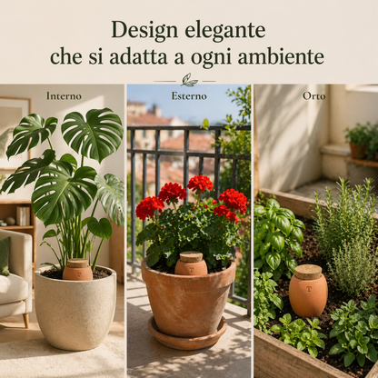Olla in Terracotta Artigianale Smaltata Verde per irrigazione Piante 250 ml