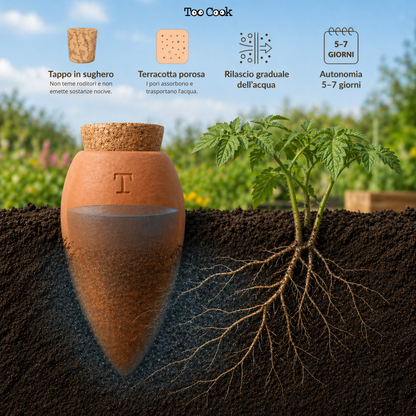 Olla in Terracotta Artigianale Smaltata Verde per irrigazione Piante 250 ml