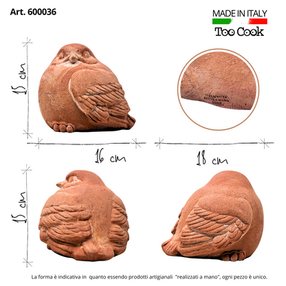 Passero Grasso in terracotta artigianale per arredo giardino e decorazione casa resistente alle intemperie