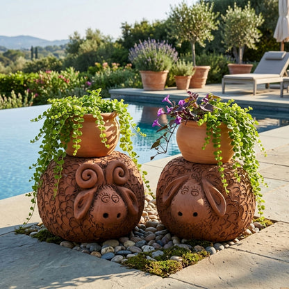 Toocook Pecora in Terracotta Base per Piante - Arredo e decoro giardino Ø25cm