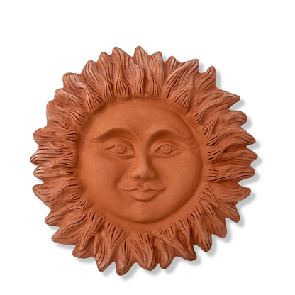 Sole 32 cm in ceramica artigianale da parete per arredo e decorazione casa Terracotta Idea Regalo