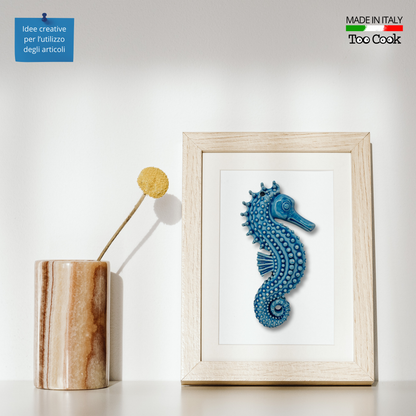 Toocook Seahorse in glazed ceramic for Wall Decoration and Home Furnishings, Handcrafted, Gift Idea Made in Italy 