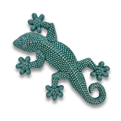 Geco in ceramica smaltata Verde acqua marina Decorazione Murale e Arredo Casa