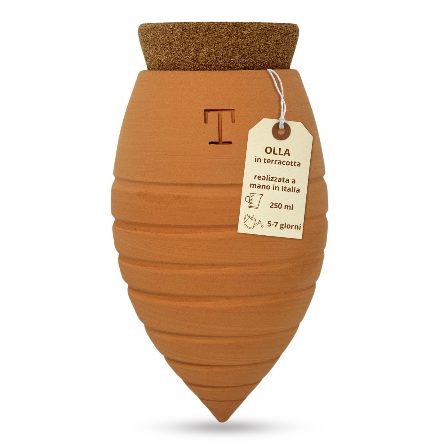 Olla Righe in Terracotta Artigianale per irrigazione Piante 250 ml